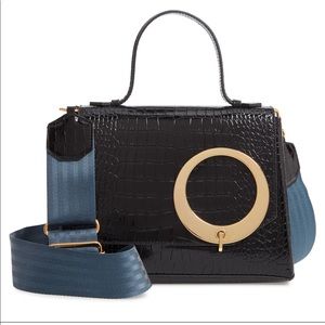 Trademark Black Croc Harriet Leather Shoulder Bag